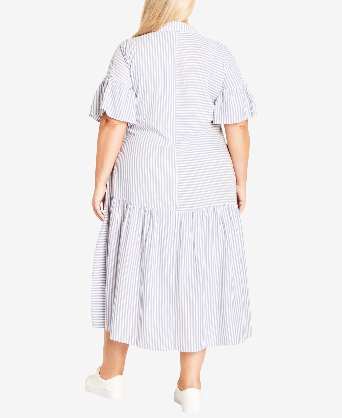 Shop Avenue Plus Size Kaitlyn Stripe Midi Dress In Blue Stripe