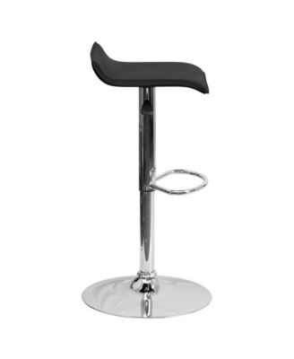 Solid Wave Seat Vinyl Adjustable Height Barstool With Chrome Base