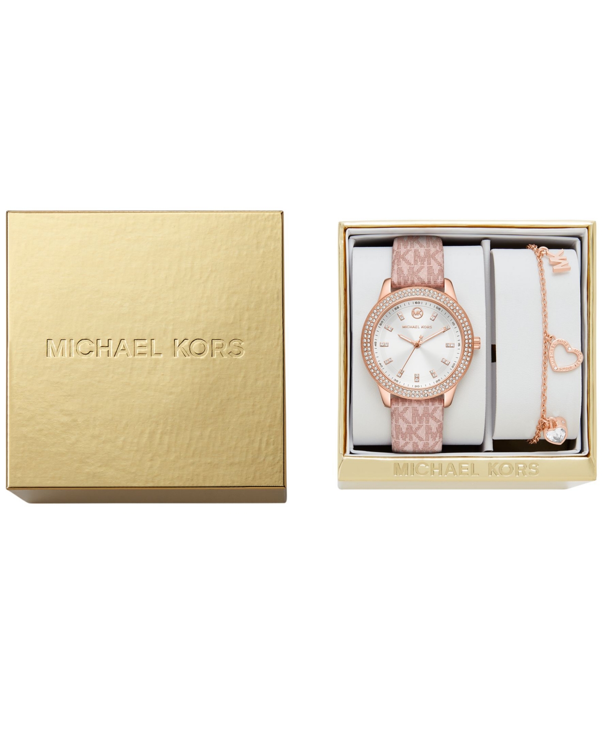 Shop Michael Kors Women's Tibby Three-hand Blush Pvc Watch Set 34mm In No Color