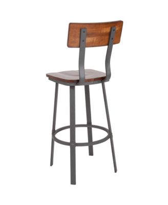 Restaurant Barstool With Wood Seat & Back And Powder Coat Frame