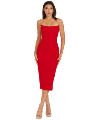 Dress the Population - Women's Corset Strapless Midi Dress