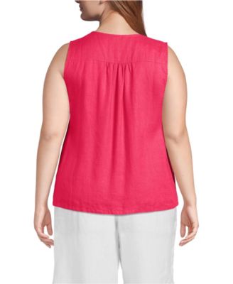 Plus Size Linen V Neck Top