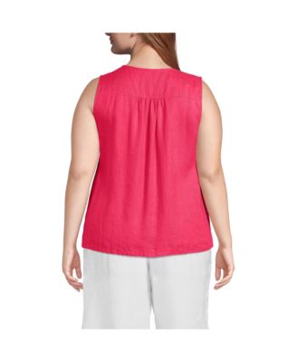 Plus Size Linen V Neck Top