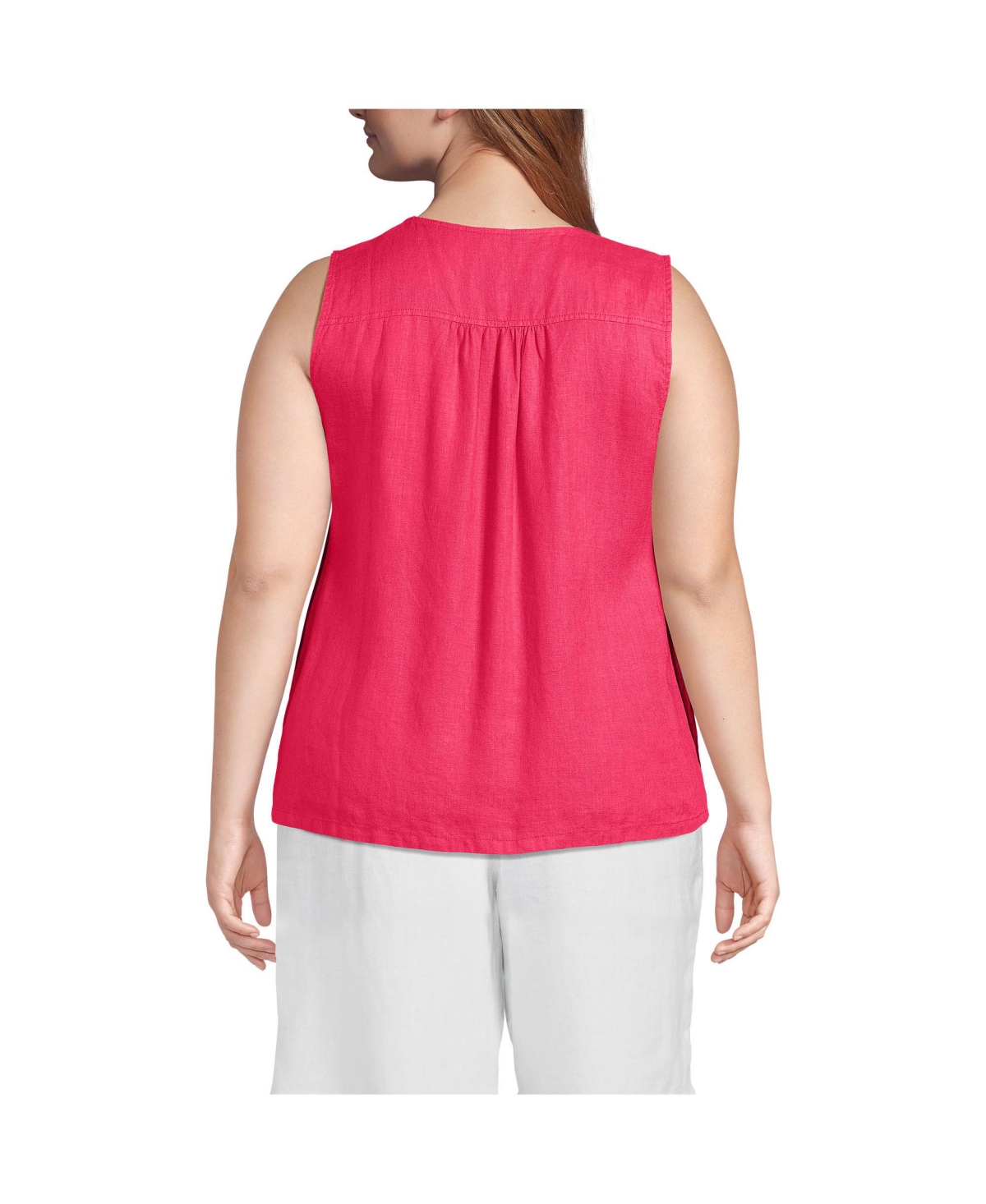 Lands' End Plus Linen V Neck Top