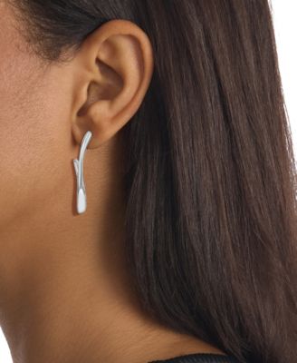 Stainless Steel Logo Elongated Hoop Earrings