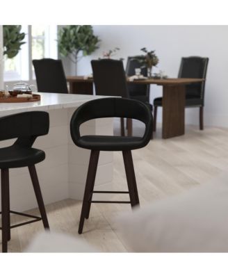 Plath 24 Inch Cappuccino Ultramodern Bar Counter Stool With Upholstered Seat