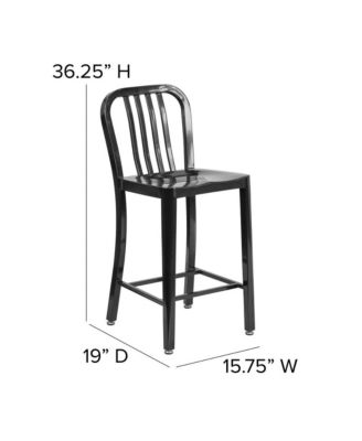 Santorini Galvanized Steel Indoor/Outdoor Counter Bar Stool With Slatted Back And Powder Coated Finish