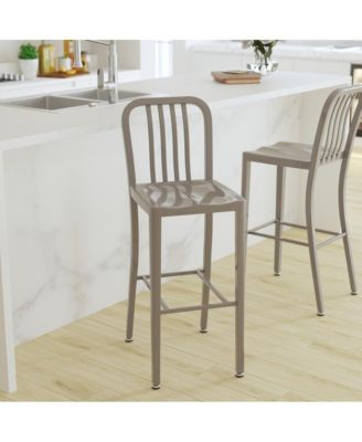 Santorini 30 Inch Galvanized Steel Indoor/Outdoor Counter Bar Stool With Slatted Back And Powder Coated Finish