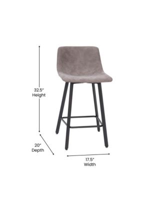 Oretha Set Of 2 Modern Upholstered Stools With Contoured, Low Back Bucket Seats And Iron Frames
