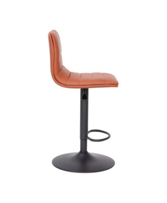 Coti Modern Channel Tufted Upholstered Height Adjustable Mid-Back Stool And Pedestal Base With Footrest