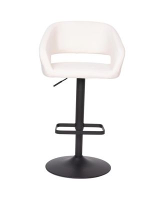 Shae Contemporary Upholstered Adjustable Height Barstool With Rounded, Cutout Mid-Back And Pedestal Base