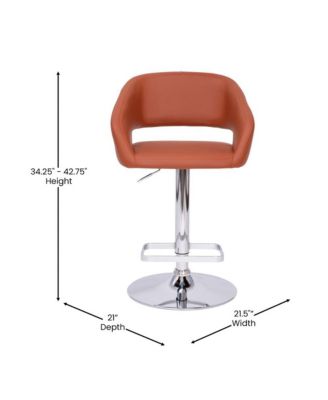 Shae Contemporary Upholstered Adjustable Height Barstool With Rounded, Cutout Mid-Back And Pedestal Base