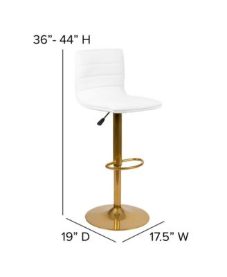 Set Of 2 Contemporary Height Adjustable Swivel Stools With Back And Pedestal Base With Footrest