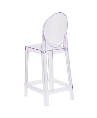 Ghost Counter Stool In Transparent Crystal With Oval Back