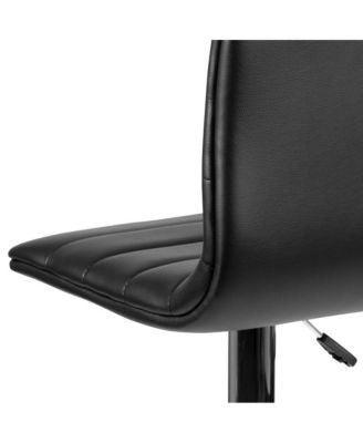 Coti Modern Channel Tufted Upholstered Height Adjustable Mid-Back Stool And Pedestal Base With Footrest