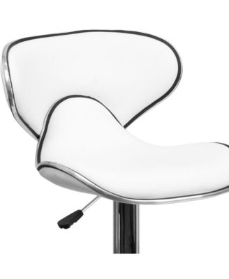 2 Pack Contemporary Cozy Mid-Back Vinyl Adjustable Height Barstool With Chrome Base