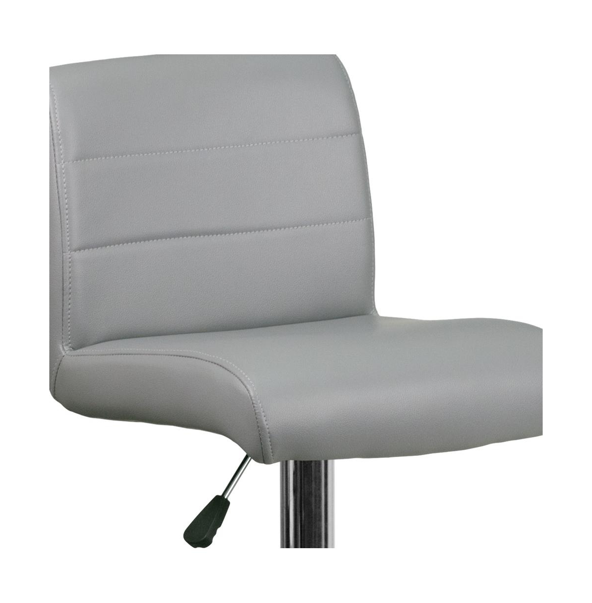 2 Pack Contemporary Vinyl Adjustable Height Barstool With Rolled Seat And Chrome Base