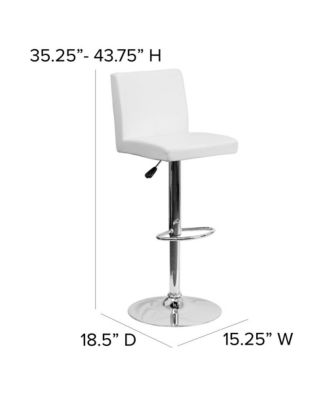 2 Pack Contemporary Vinyl Adjustable Height Barstool With Panel Back And Chrome Base