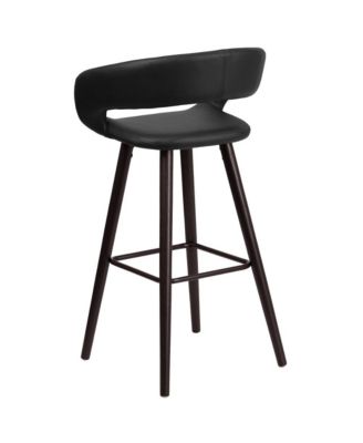 2 Pk. 29'' High Contemporary Vinyl Barstool With Cappuccino Wood Frame