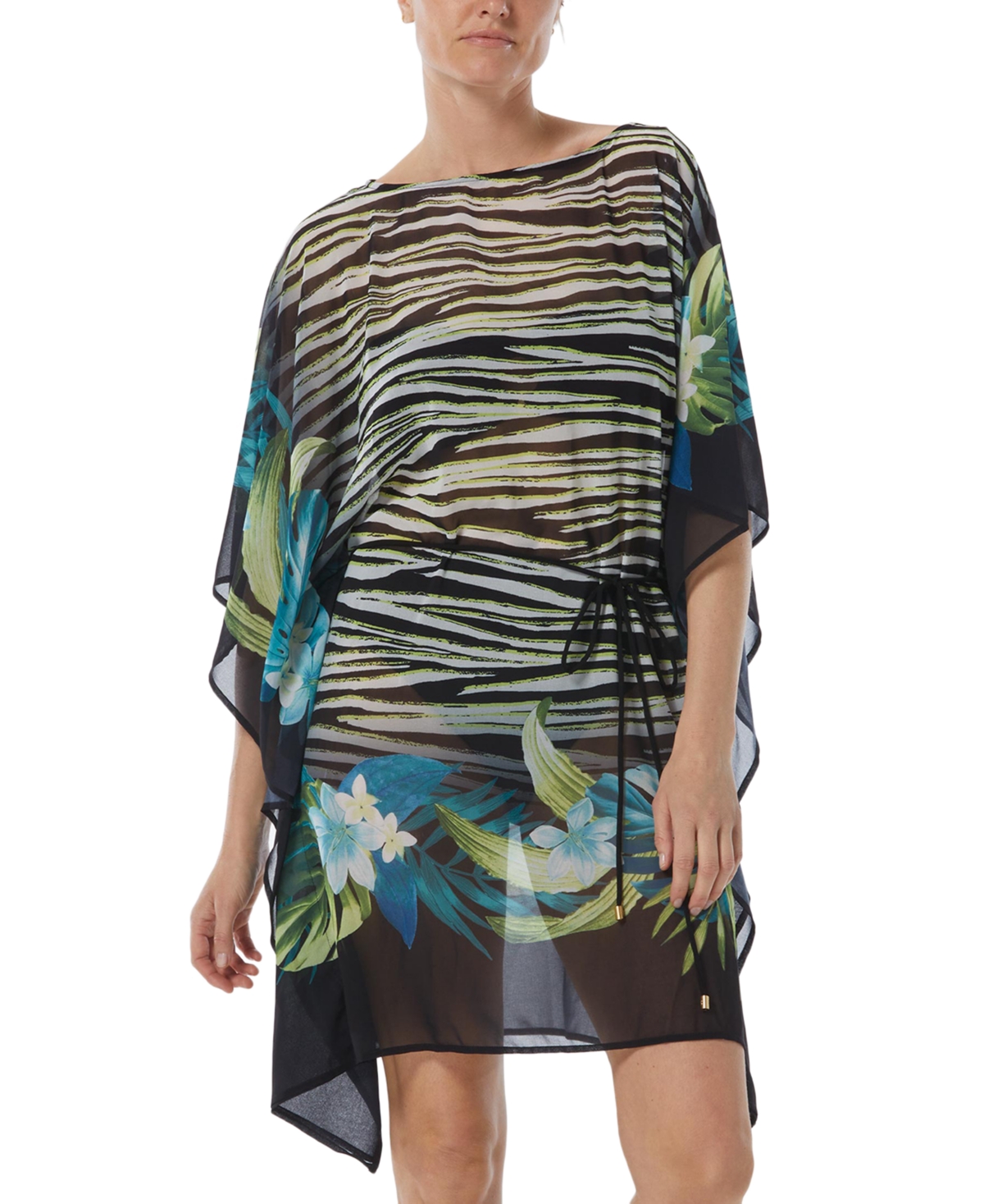 Shop Coco Reef Women's Coco Contours Ideal Chiffon Cover-up Caftan In Black,white