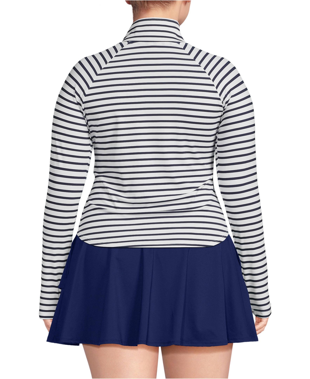 Lands' End Plus Size Long Sleeve Rash Guard Cover-up Upf 50 -deep sea stripe