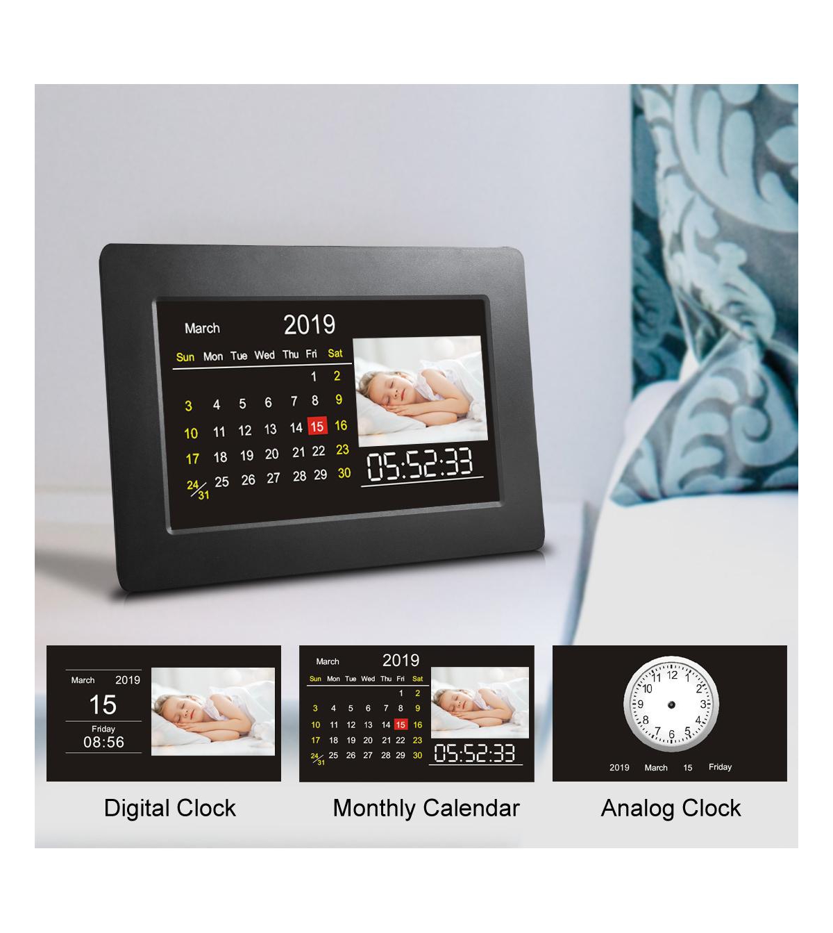 Sungale 7 inch Digital Photo Frame, 1024x600 - Usb & Sd card Support - Black