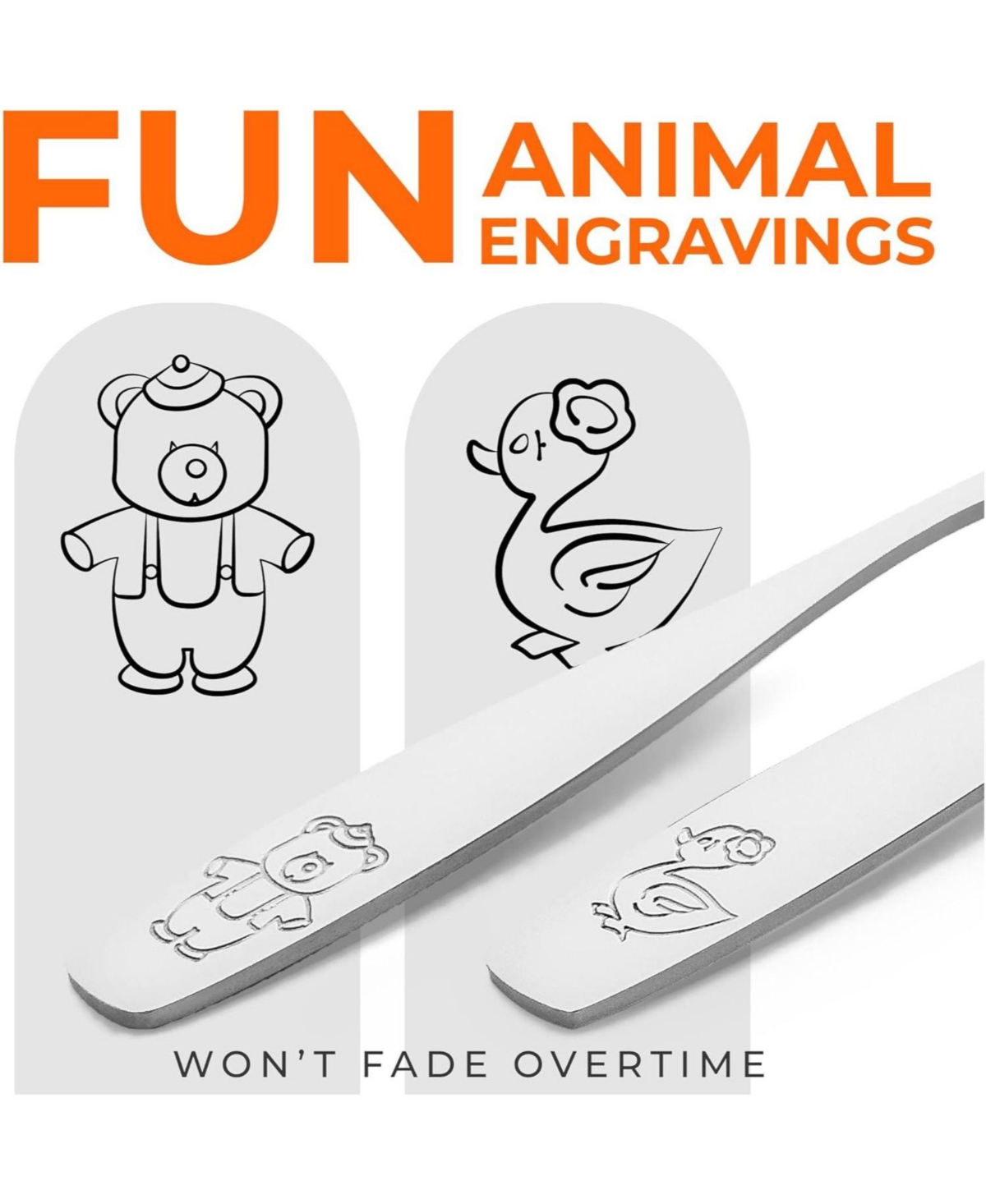 Zulay Kitchen Kids and Toddler Cutlery Set Designed For Self Feeding - Piece Spoon and Fork