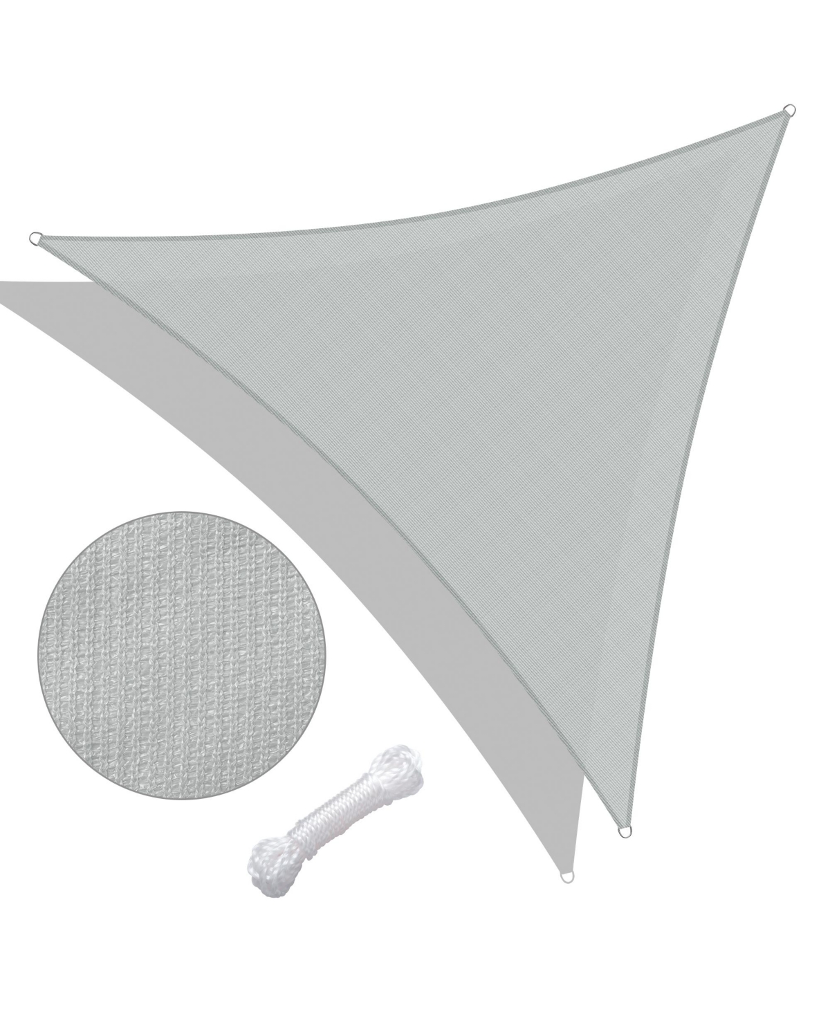 22 Ft 97% Uv Block Triangle Sun Shade Sail Canopy Cover Net Outdoor Patio Yard - Gray