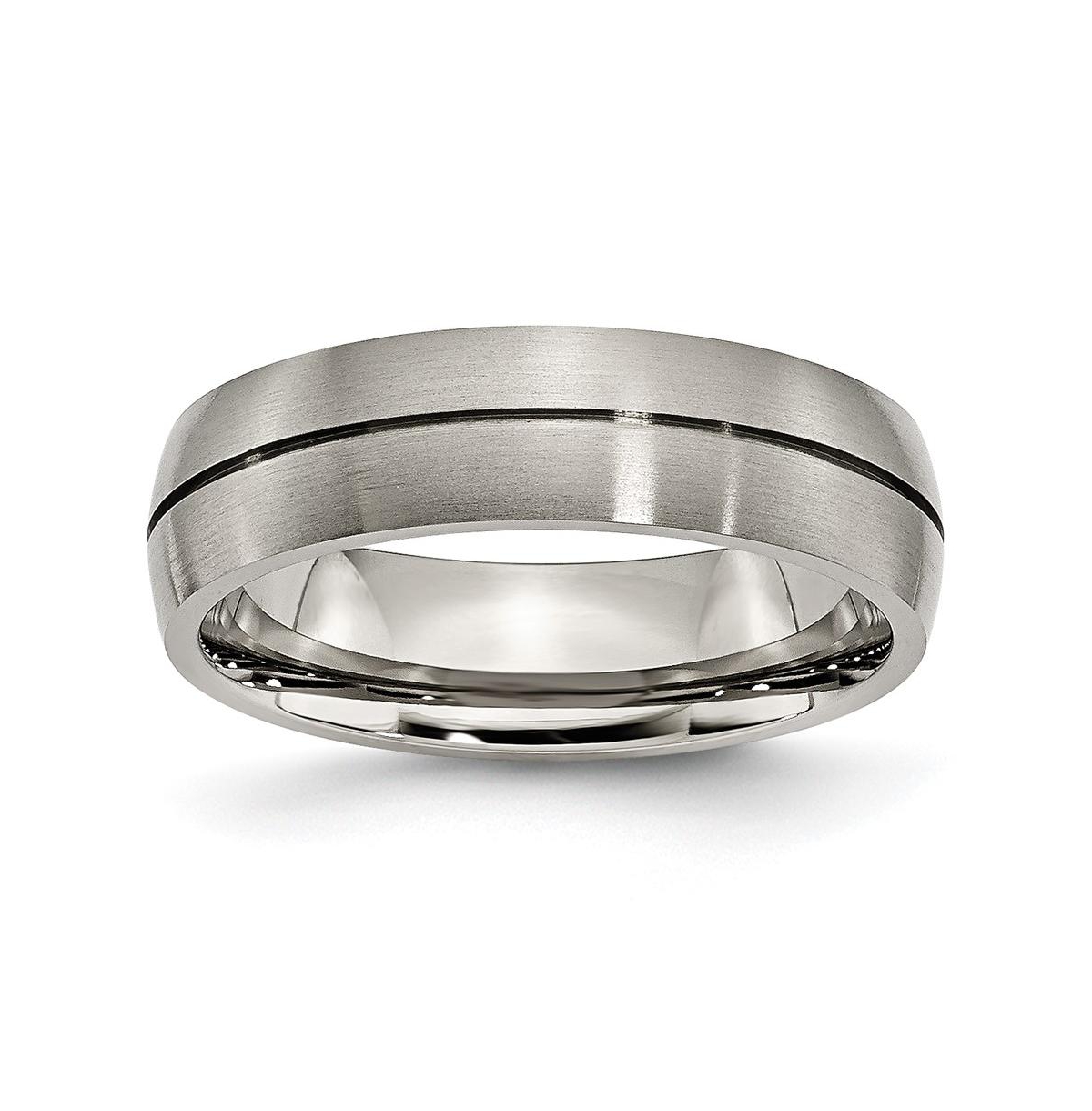 Titanium Satin Grooved Wedding Band Ring