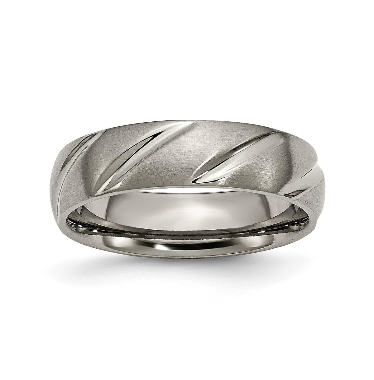 Titanium Satin Swirl Design Wedding Band Ring - Grey