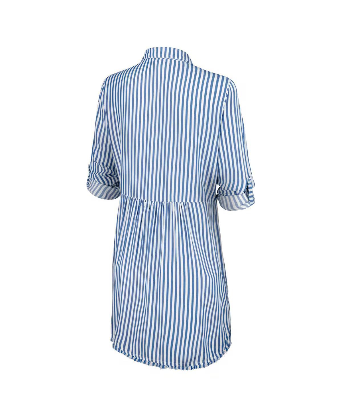 Shop Tommy Bahama Women's Blue/white Dallas Cowboys Chambray Stripe Cover-up Shirt Dress In Blue,white