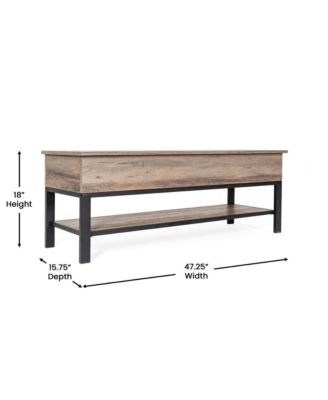 Green River Rustic Farmhouse Entryway Bench With Bottom Storage Shelf