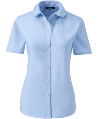 Women's Short Sleeve Peter Pan Collar Broadcloth Shirt