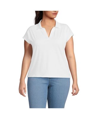 Lands End Plus Size Supima Cotton Johnny Collar Polo Macy s