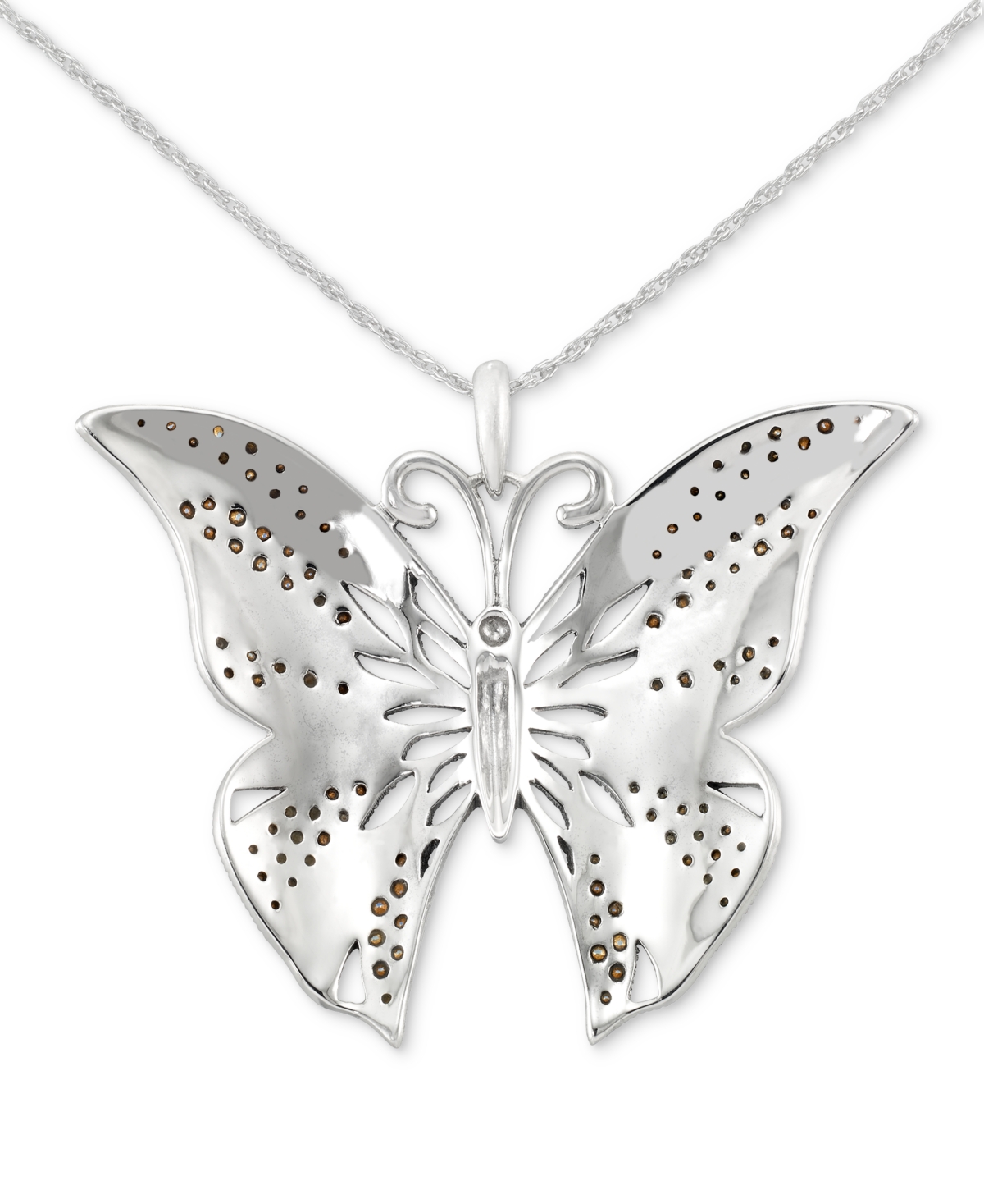 Shop Macy's Marcasite (3/4 Ct. T.w.) & Blue Crystal Butterfly 18" Pendant Necklace In Sterling Silver