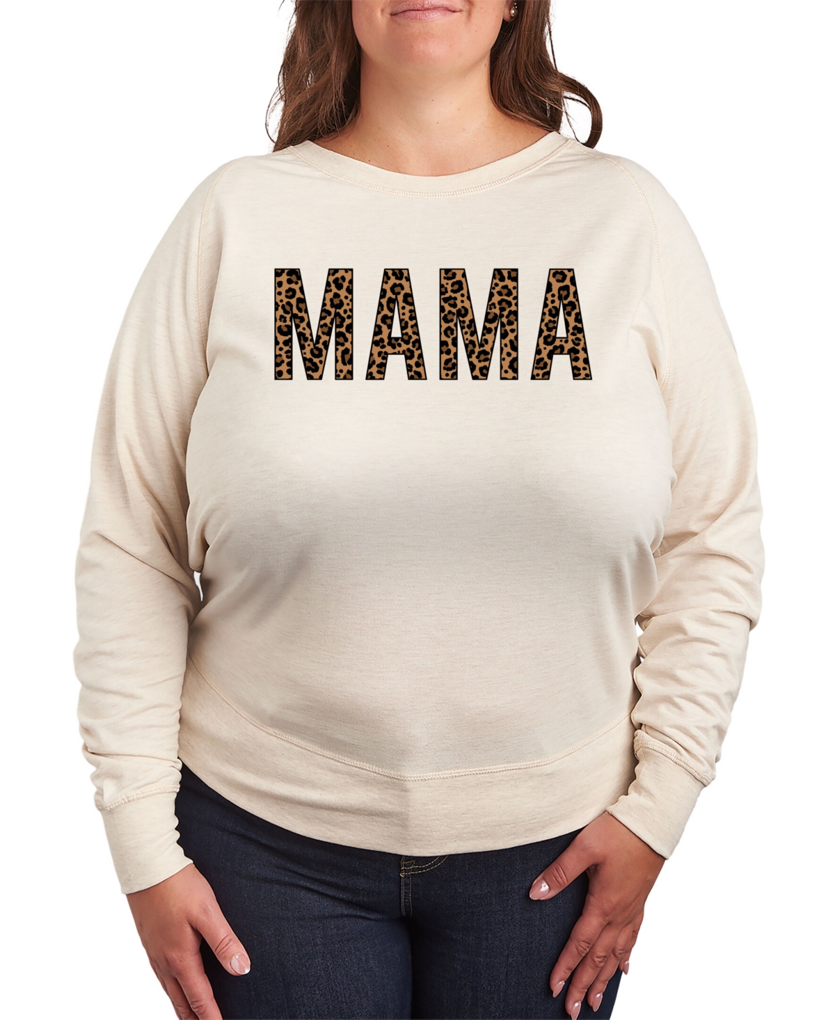 Shop Hybrid Apparel Women's Trendy Plus Size Mama Cheetah Graphic Pullover In Beige Khak