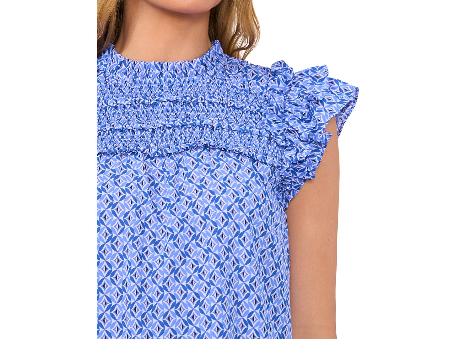 Women's Smocked Ruffle Yoke Blouse