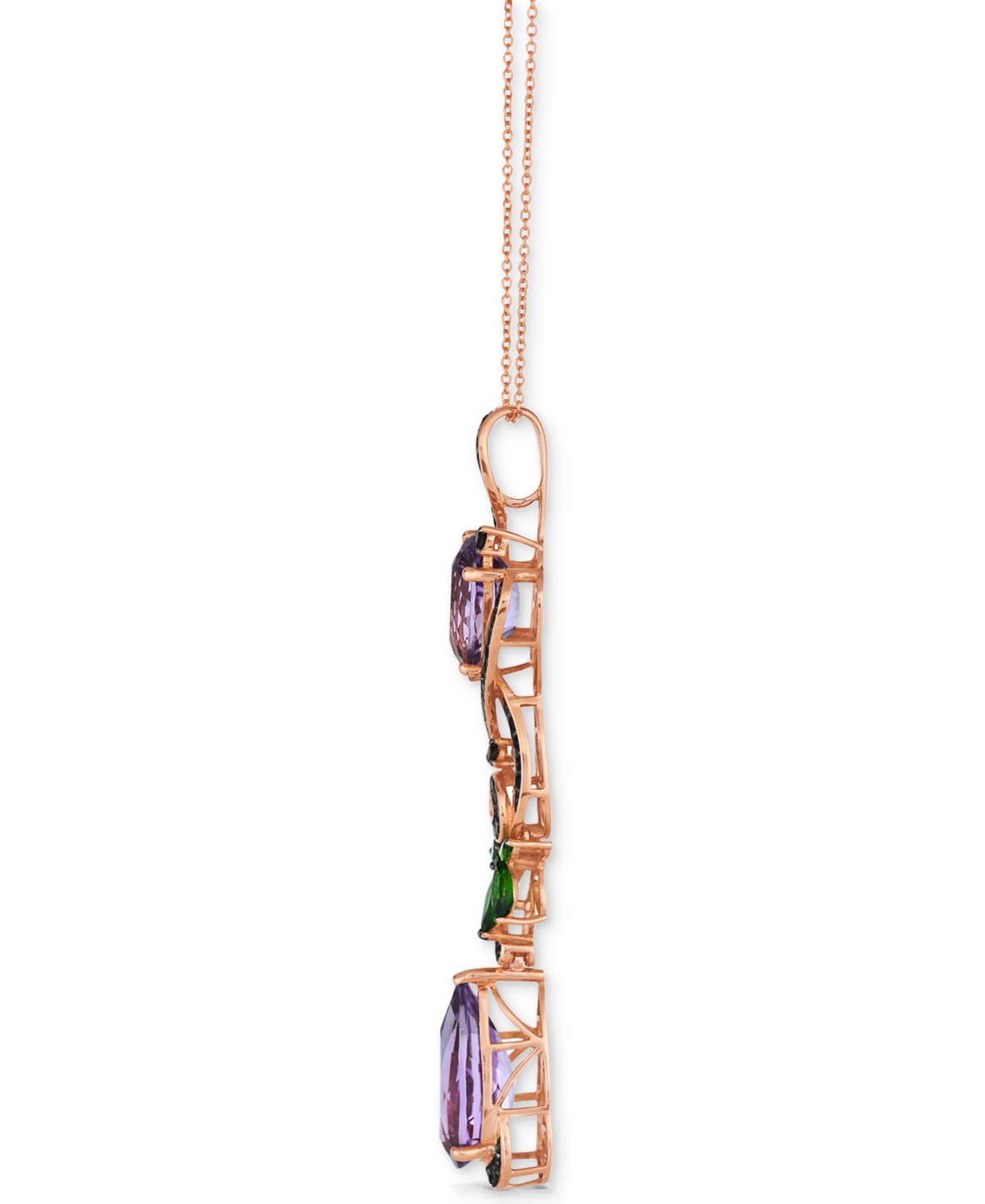 Le Vian Multi-gemstone Linear Cluster 18" Pendant Necklace (10-1/4 Ct. T.w.) In 14k Rose Gold In No Color