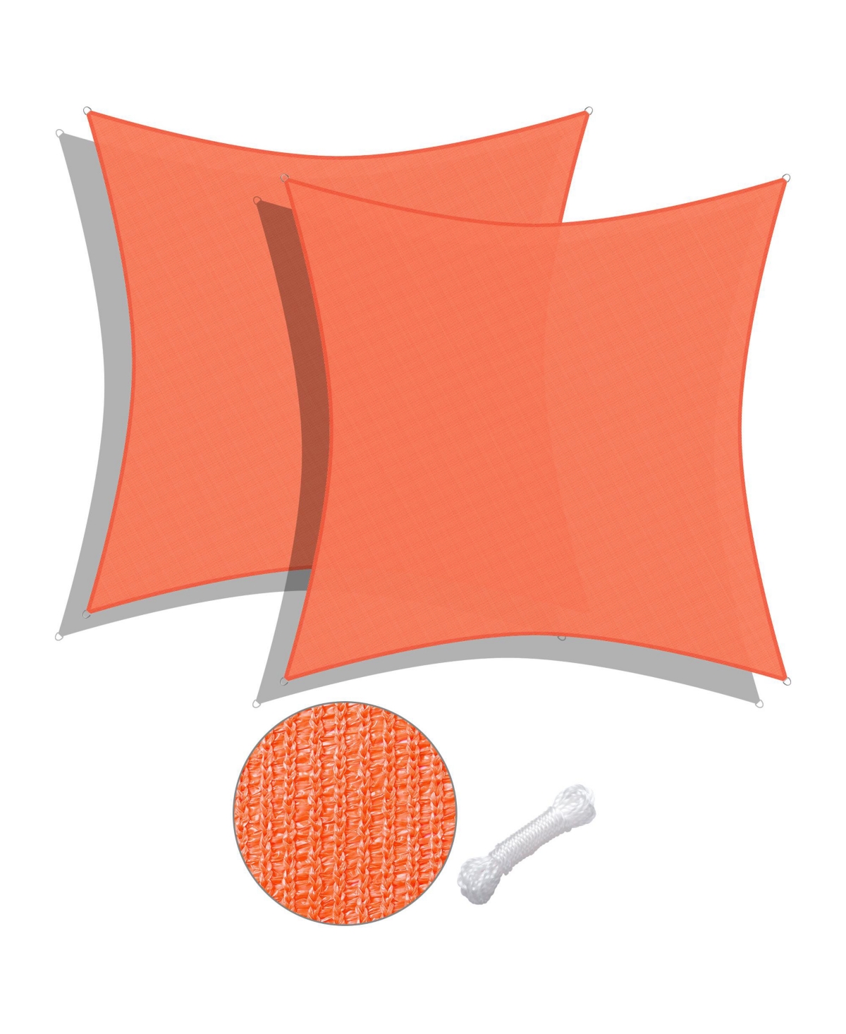 2 Pack 18x18 Ft 97% Uv Block Square Sun Shade Sail Canopy Outdoor Patio Poolside - Bright orange