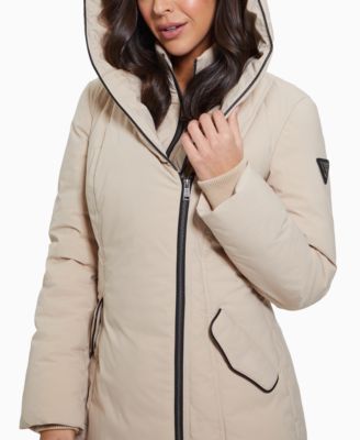 Women's Bibbed Shawl-Collar Hooded Puffer Coat