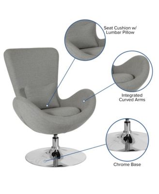 Soro High-Back Egg Style Lounge Chair With 360° Swivel Metal Base