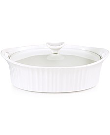 French White  2.5-Qt. Oval Casserole with Glass Cover