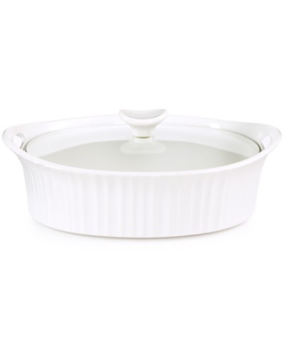 Corningware French White 2.5-Qt Oval Ceramic Casserole Dish with Glass  Cover 1105935 - The Home Depot