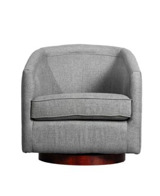 Wyn Upholstered Club Style Barrel Chair With Sloped Armrests And 360 Degree Swivel Base In A Vinyl Wrap