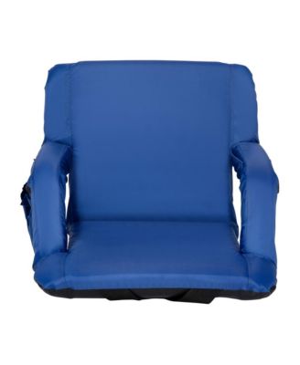 Set Of 2 Portable Stadium Chairs With Armrests, Reclining Padded Back & Seat, Lightweight Metal Frame & Backpack Straps, Storage Pockets