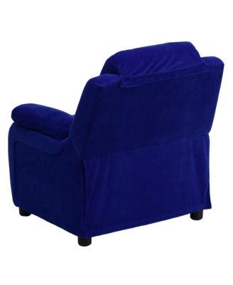 Deluxe Vinyl Padded Contemporary Kids Recliner With Storage Arms