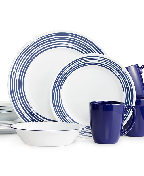 Corelle Brushed Cobalt Blue 16Pc. Dinnerware Set, Service for 4