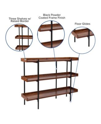 1 Pc, 35"H Metal Frame Raised Border 3-Tier Industrial Shelving Unit