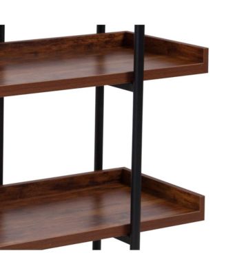 1 Pc, 35"H Metal Frame Raised Border 3-Tier Industrial Shelving Unit
