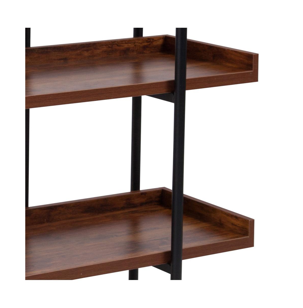 Merrick Lane Madison Industrial Style 3 Tiered Shelving Unit With Metal Frame And Raised Border - 35